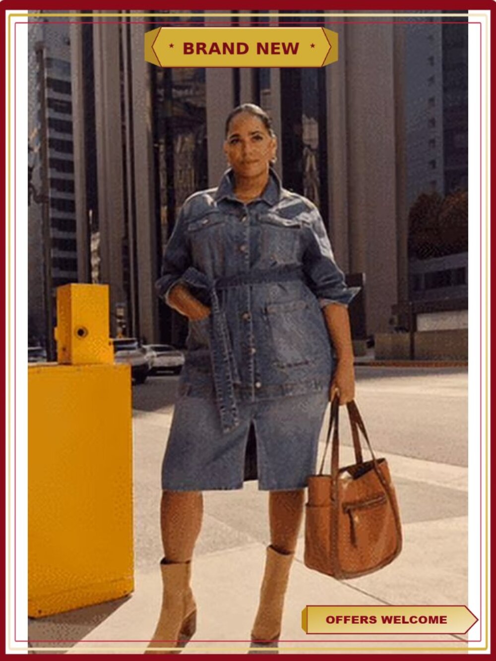 Plus Size Twill Button-Down Shacket with Belt